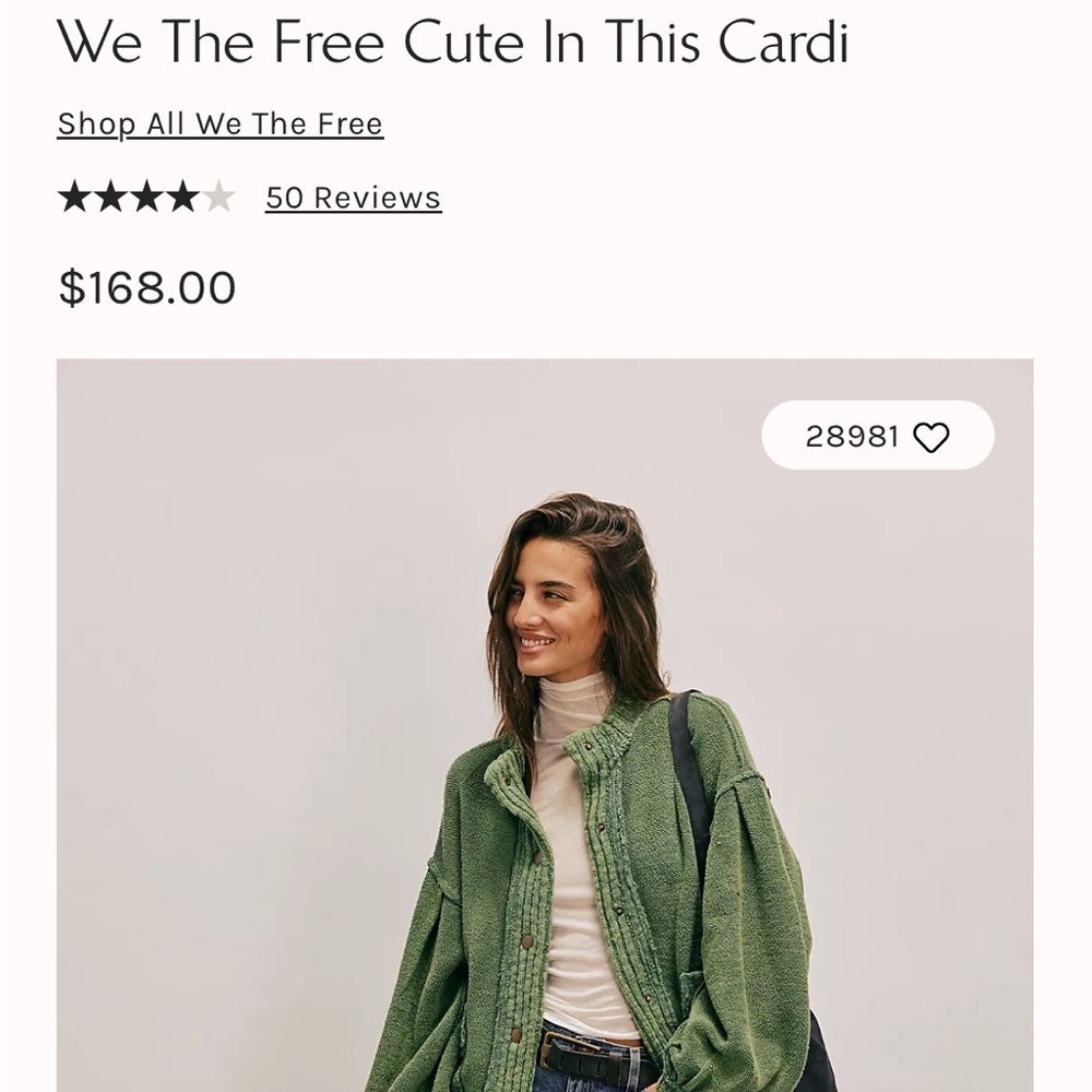 We The Free Olive Knit Cardigan
Free People cardigan
